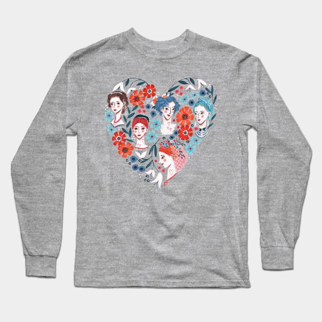 Valentines women heart Long Sleeve T-Shirt by CarolineBMuller